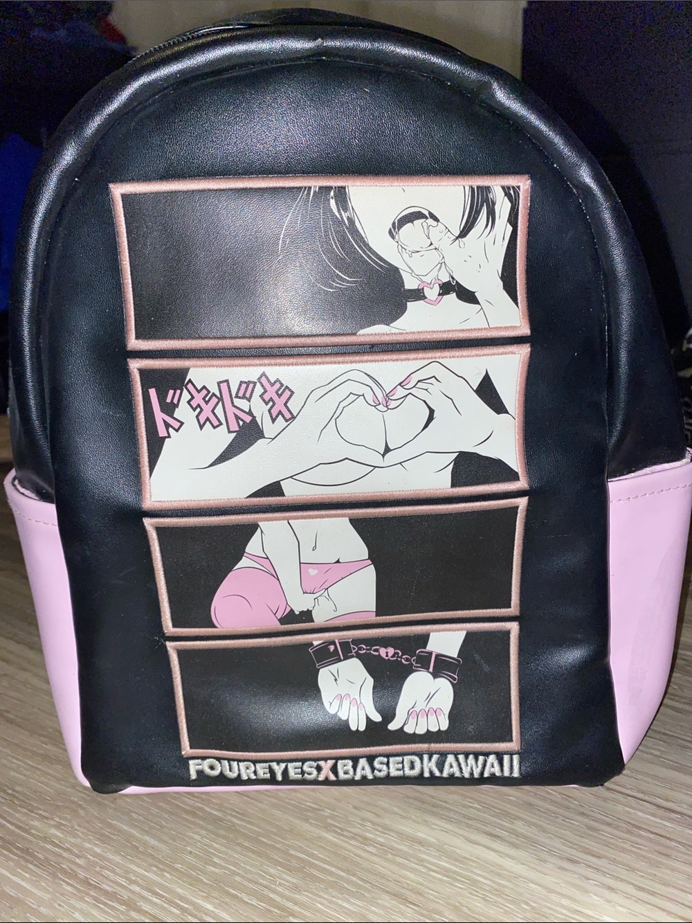 Hot Topic Four Eyes X Based Kawaii Black & Pink Adult Anime Panel Backpack